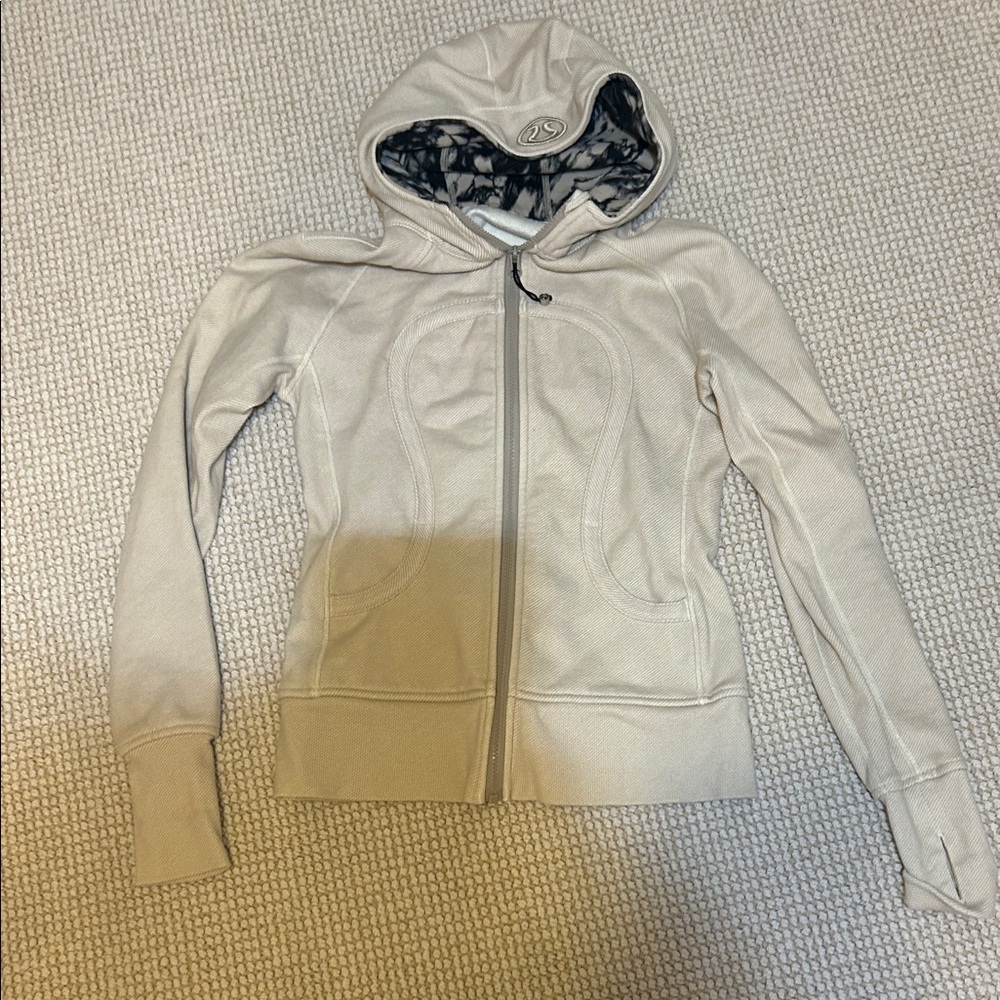 lululemon athletica Light Beige Hooded Scuba Jacket size 6